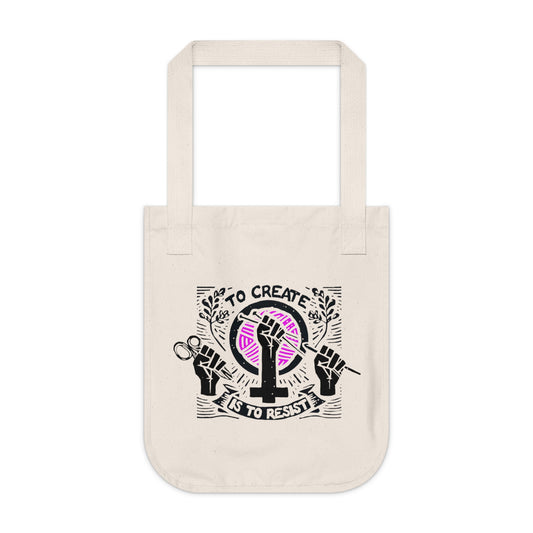 Empowering Organic Canvas Tote Bag | To Create Is to Resist | Eco-Friendly Gift, Reusable Shopping Bag