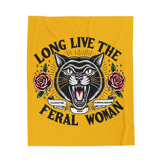 Feral Woman Velveteen Plush Blanket | Cozy Gift